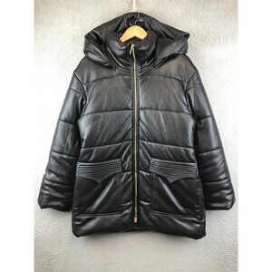 Nanushka Lenox Women's Vegan Leather Hooded Puffer Coat Jacket M